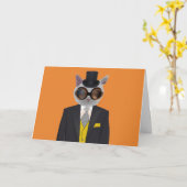 STEAMPUNK CAT BIRTHDAY-WENSKAARTEN KAART (Gele Bloem)