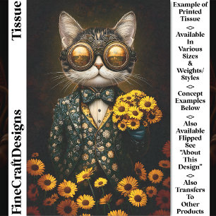 Steampunk Cat, Bloempak, Bloemen CY9R Decoupage Tissuepapier