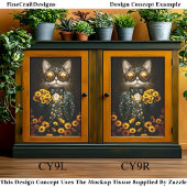 Steampunk Cat, Bloempak, Bloemen CY9R Decoupage Tissuepapier