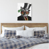 Steampunk Cat - Bovenste hoed en rode gele glazen Canvas Afdruk (Insitu (Slaapkamer))