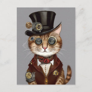 Steampunk Cat Briefkaart