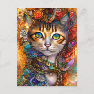 Steampunk Cat Briefkaart