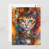 Steampunk Cat  Briefkaart (Voorkant / Achterkant)