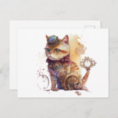 Steampunk Cat Briefkaart (Voorkant / Achterkant)