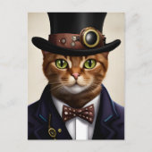 Steampunk Cat Briefkaart (Voorkant)