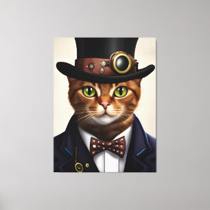 Steampunk Cat Canvas Afdruk