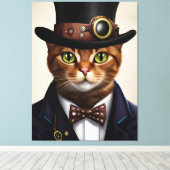 Steampunk Cat Canvas Afdruk (Insitu (Houten vloer))