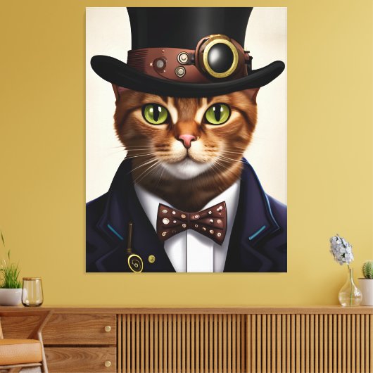 Steampunk Cat Canvas Afdruk (Insitu (Woonkamer))