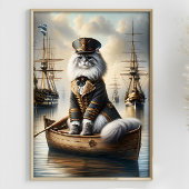 Steampunk Cat Captain Ragdoll Oude Oorlogsschepen Poster