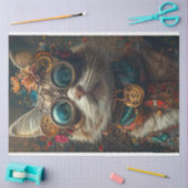 Steampunk Cat Guardian Blauwgroen Sinaasappel Deco Tissuepapier (Craft)