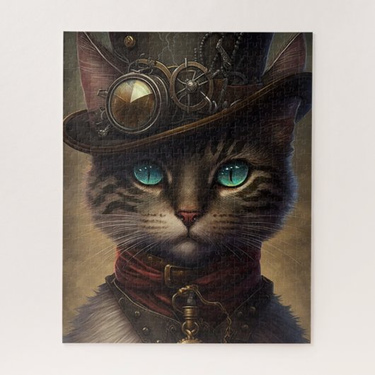 Steampunk Cat Jigsaw Puzzle Puzzle, Chat Rétrofutu (Vertical)