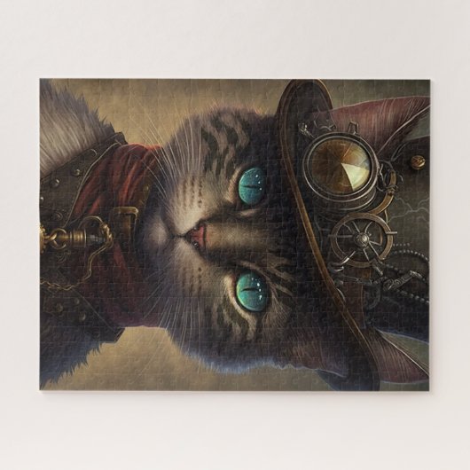 Steampunk Cat Jigsaw Puzzle Puzzle, Chat Rétrofutu (Horizontal)