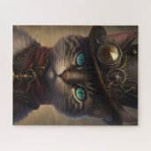 Steampunk Cat Jigzaag Puzzle, Retrofuturistische k Legpuzzel (Horizontaal)