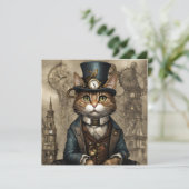 Steampunk Cat Kaart (Staand voorkant)