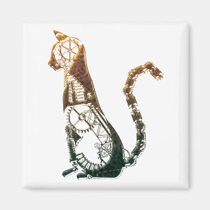 Steampunk cat magnet magneet