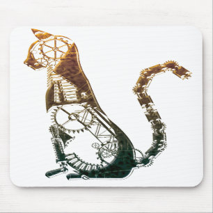 Steampunk cat mousepad muismat