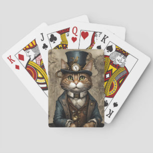 Steampunk Cat Pokerkaarten
