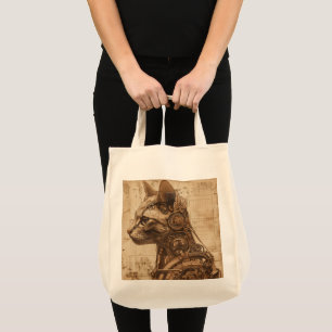 Steampunk Cat Retro Tote Bag