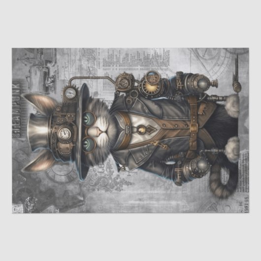 Steampunk Cat Tissuepapier (Voorkant)