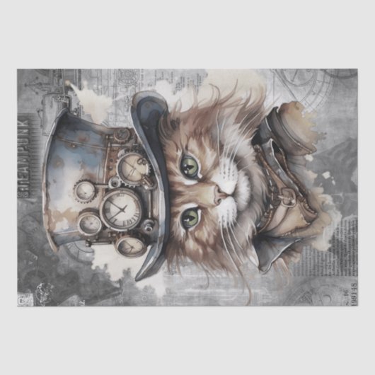 Steampunk Cat Tissuepapier (Voorkant)