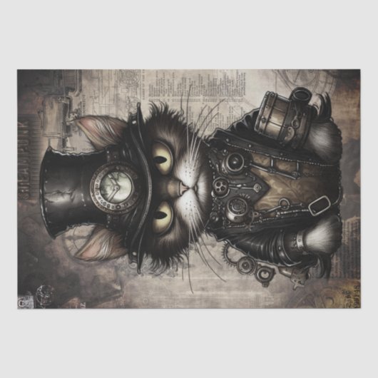 Steampunk Cat Tissuepapier (Voorkant)