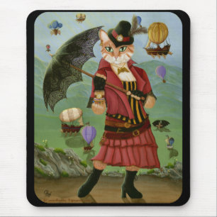Steampunk Cat Victoriaans Gothic Fantasy Mousepad Muismat