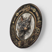 Steampunk Cat Wearing Goggles - WALL CLOCK Grote Klok (Hoek)