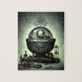 Steampunk  Cauldron en Magische Punten op Groen Legpuzzel (Verticaal)