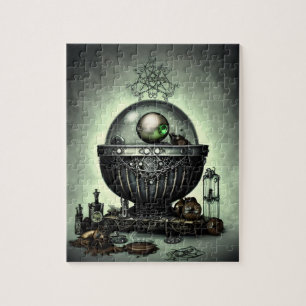Steampunk Cauldron en Magische Punten op Groen Legpuzzel