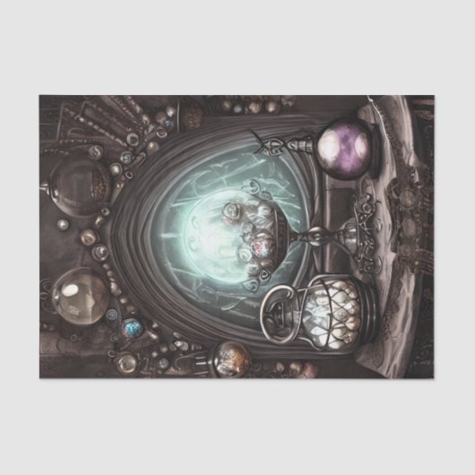 Steampunk Cauldron met Crystal Ball en Orbs Tissuepapier (Voorkant)