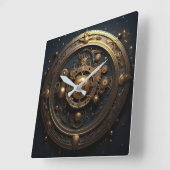 Steampunk Celestial Wall Clock Vierkante Klok (Hoek)