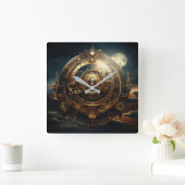 Steampunk Celestial Wall Clock Vierkante Klok (Huis)
