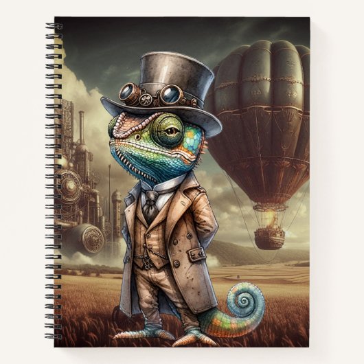Steampunk Chameleon Spiral Notitieboek (Voorkant)