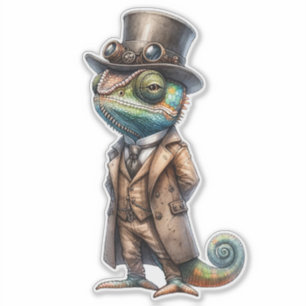 Steampunk Chameleon Transparant Sticker