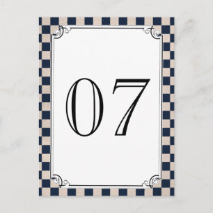 Steampunk Checkerboard Trouwtafelnummers Briefkaart