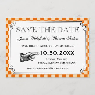 Steampunk Checkerboard Weddenschap Save the Date C