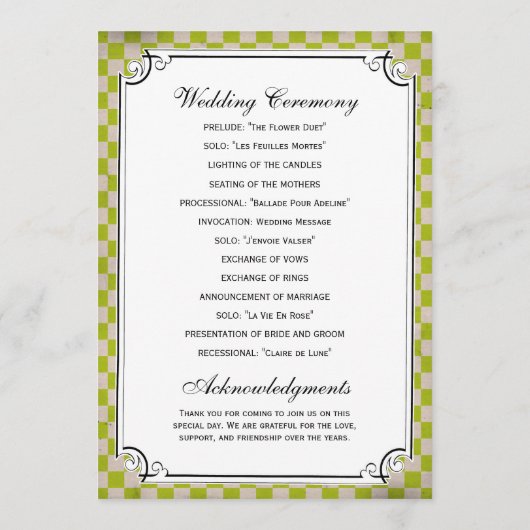 Steampunk Checkerboard Wedding Programs Programma (Achterkant)