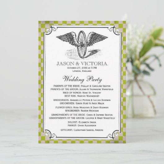 Steampunk Checkerboard Wedding Programs Programma (Staand voorkant)