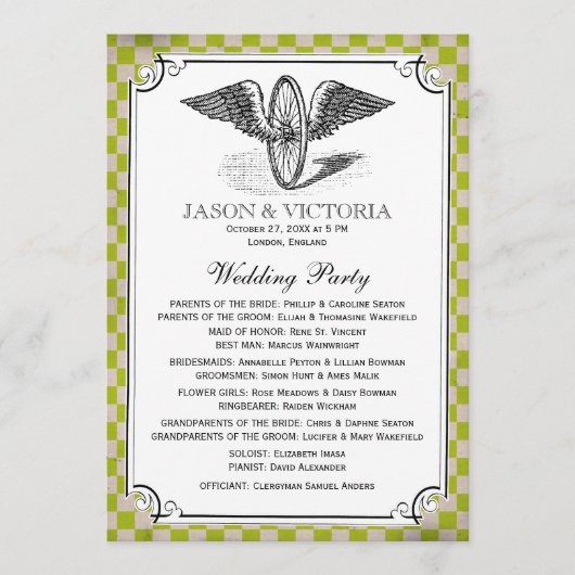 Steampunk Checkerboard Wedding Programs Programma (Voorkant)