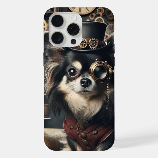 Steampunk Chihuahua Drôle Chi Long-Haired (Verso)