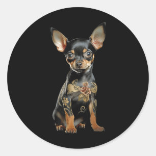 Steampunk Chihuahua Ink Tat Art Tattoo Artist Pupp Ronde Sticker