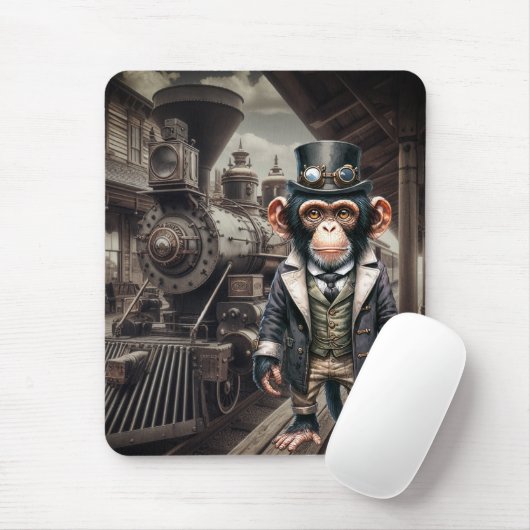 Steampunk-chimpansee Muismat (Met muis)