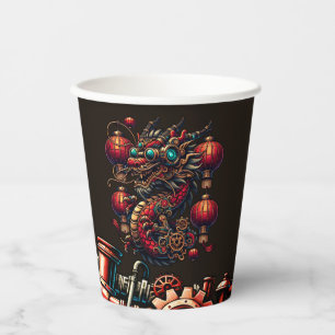 Steampunk Chinees Nieuwjaar Dragon Papieren Bekers
