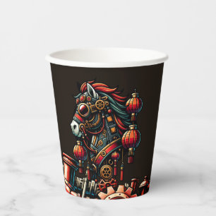 Steampunk Chinees Nieuwjaar Paard Papieren Bekers
