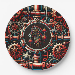 Steampunk Chinees Nieuwjaar Paard Papieren Bordje