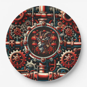 Steampunk Chinees Nieuwjaarsgeit Papieren Bordje