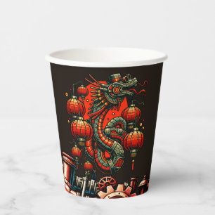 Steampunk Chinese Nieuwjaar Snake Papieren Bekers