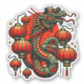 Steampunk Chinese Nieuwjaar Snake Sticker (Voorkant)