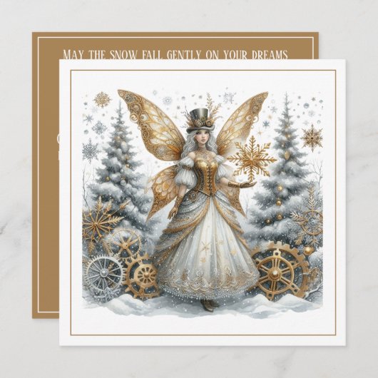 Steampunk Christmas – Golden Fairy in Snowy Forest (Voorkant / Achterkant)