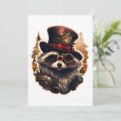 Steampunk Christmas Raccoon Kaart (Staand voorkant)